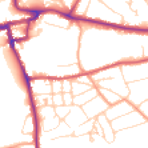 Daytime road noise heatmap for RH2 7JT