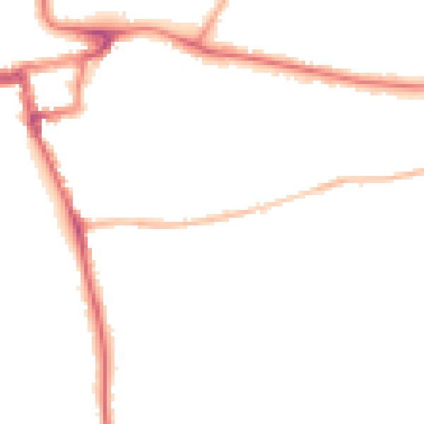 Night-time road noise heatmap for RH2 7JT