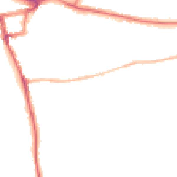Night-time road noise heatmap for RH2 7JX