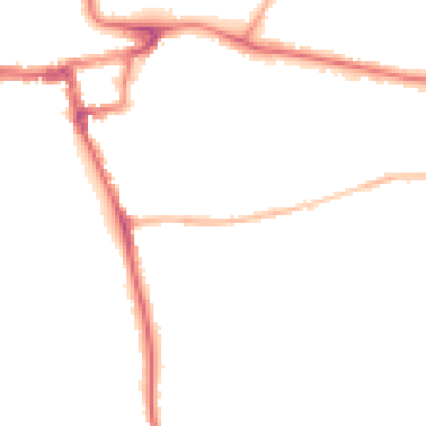 Night-time road noise heatmap for RH2 7LD