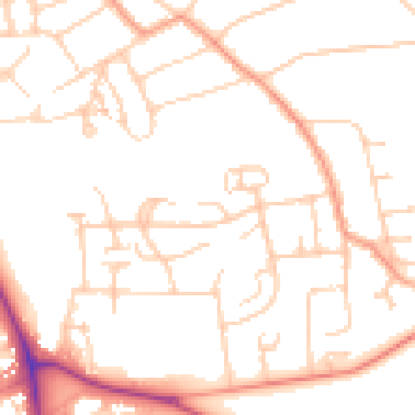 Daytime road noise heatmap for RH2 7NG