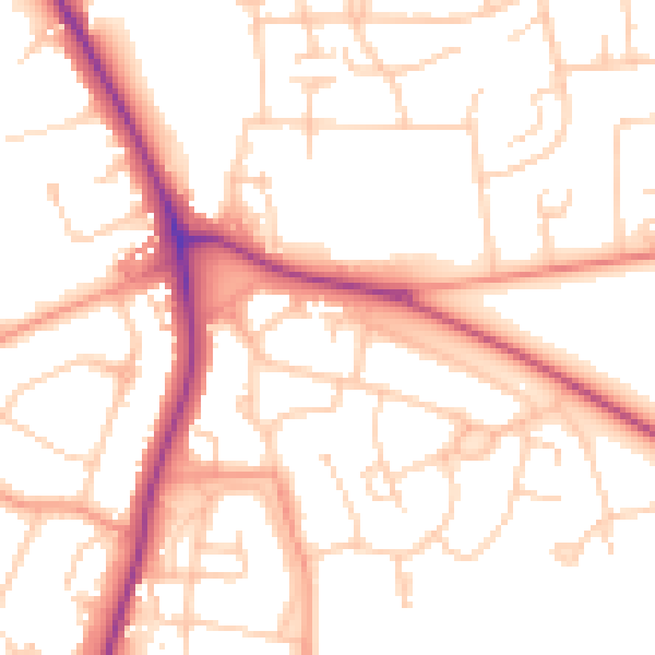 Daytime road noise heatmap for RH2 7PT