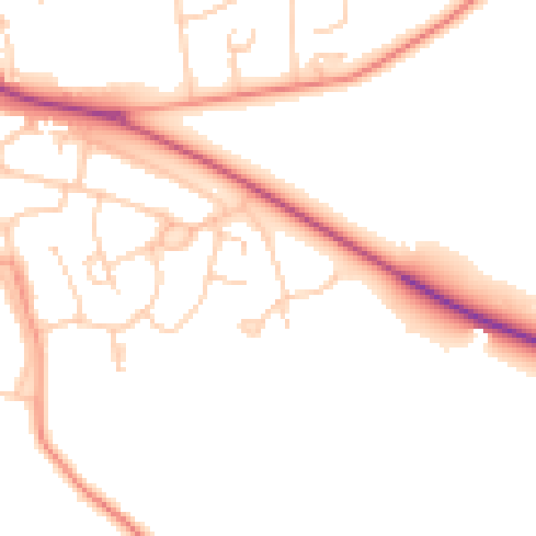 Daytime road noise heatmap for RH2 7QA