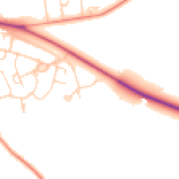 Daytime road noise heatmap for RH2 7QB