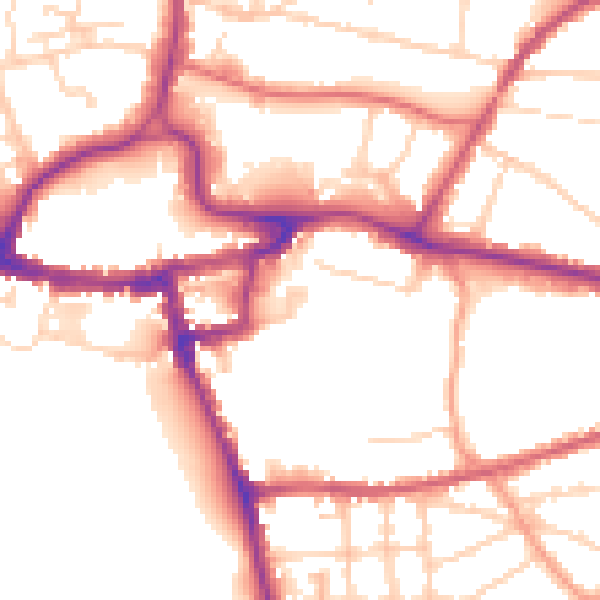 Daytime road noise heatmap for RH2 7RW