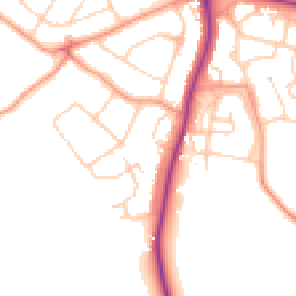 Daytime road noise heatmap for RH2 8DA