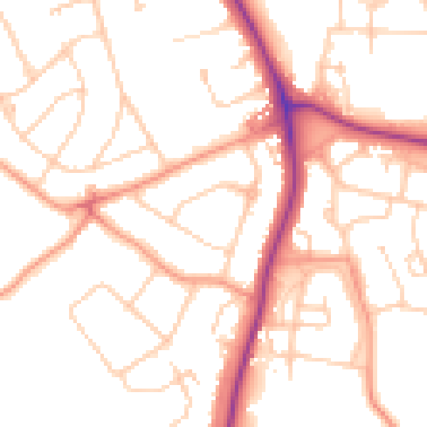 Daytime road noise heatmap for RH2 8FP