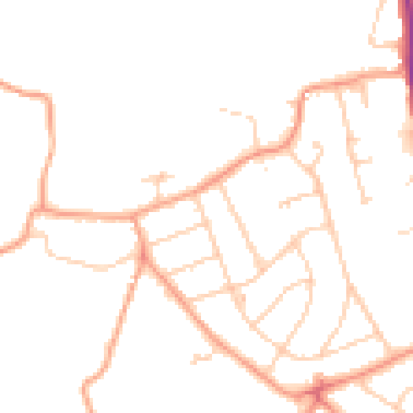 Daytime road noise heatmap for RH2 8NF