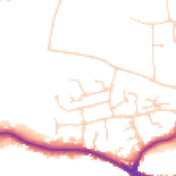 Daytime road noise heatmap for RH2 9AU
