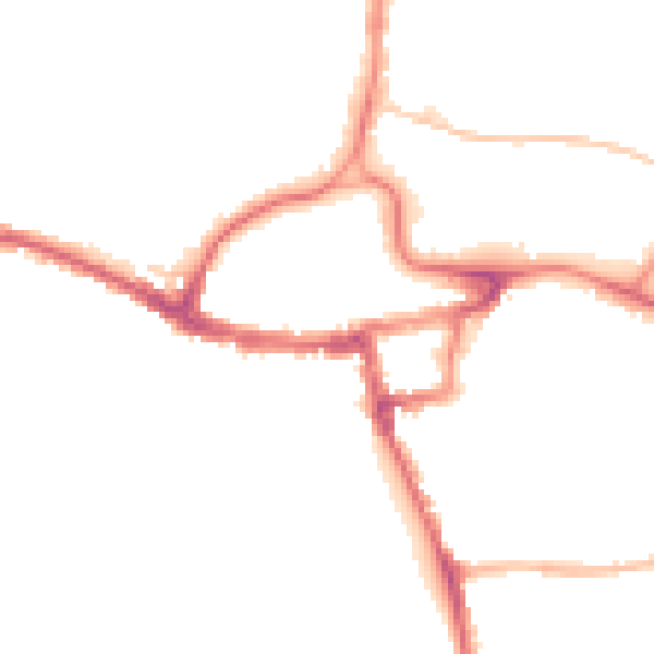 Night-time road noise heatmap for RH2 9AY