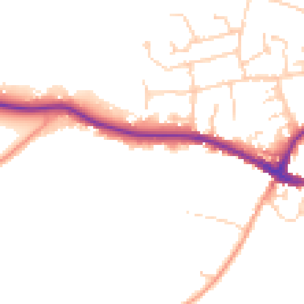 Daytime road noise heatmap for RH2 9BA