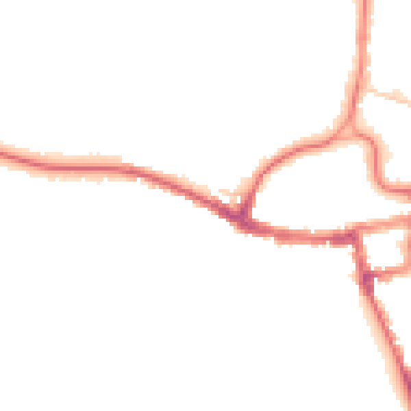 Night-time road noise heatmap for RH2 9BL
