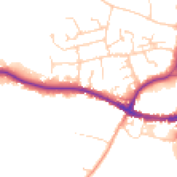 Daytime road noise heatmap for RH2 9BX