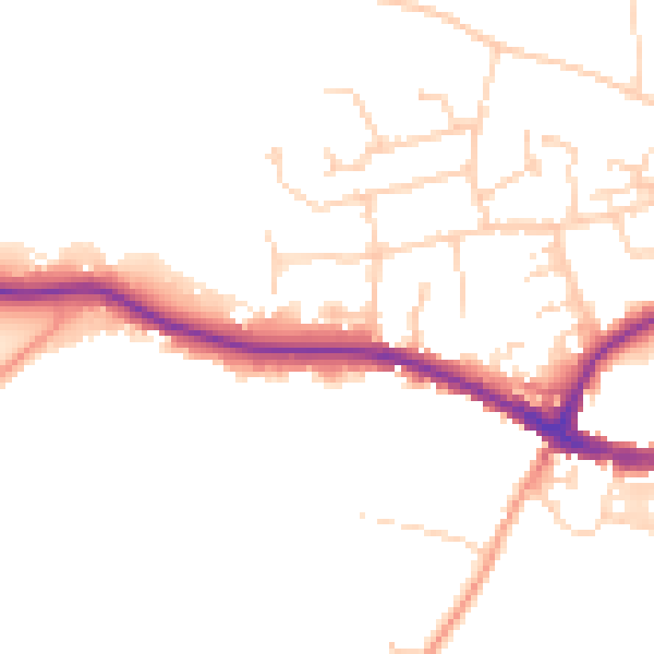 Daytime road noise heatmap for RH2 9DE