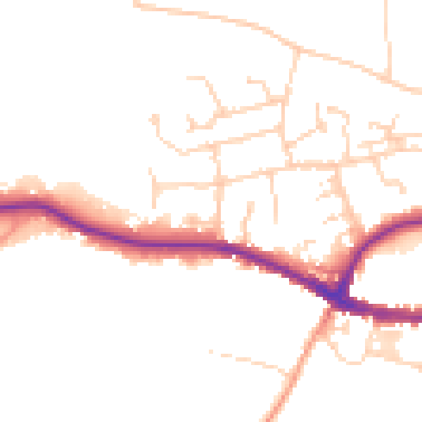 Daytime road noise heatmap for RH2 9DF