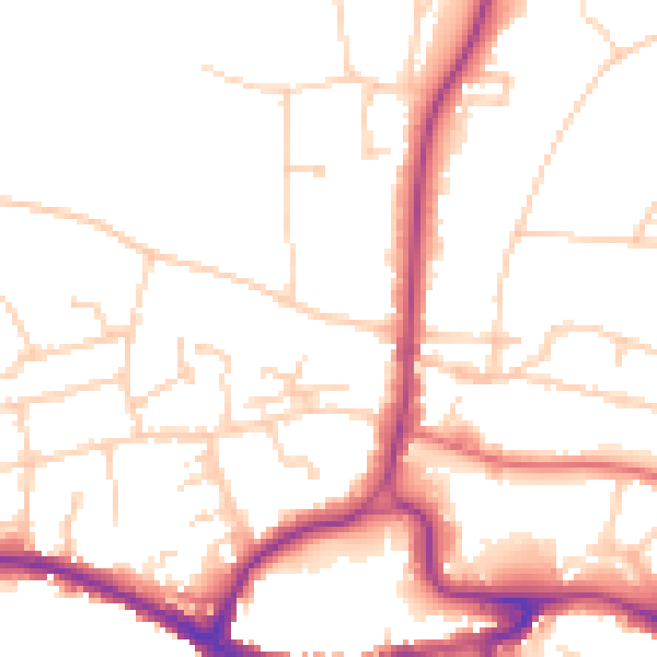 Daytime road noise heatmap for RH2 9DX