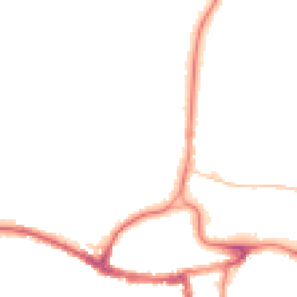 Night-time road noise heatmap for RH2 9HD