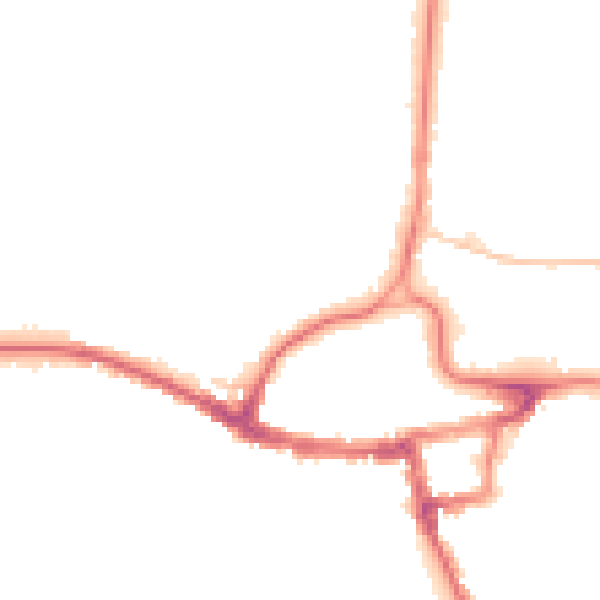 Night-time road noise heatmap for RH2 9HT