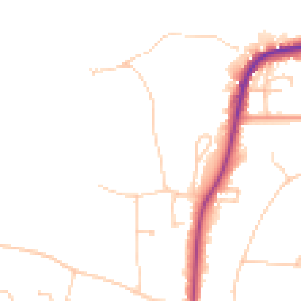Daytime road noise heatmap for RH2 9LS