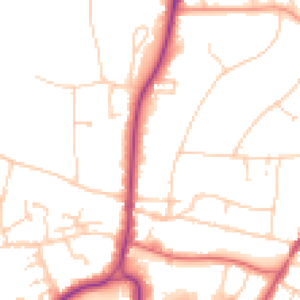 Daytime road noise heatmap for RH2 9NL