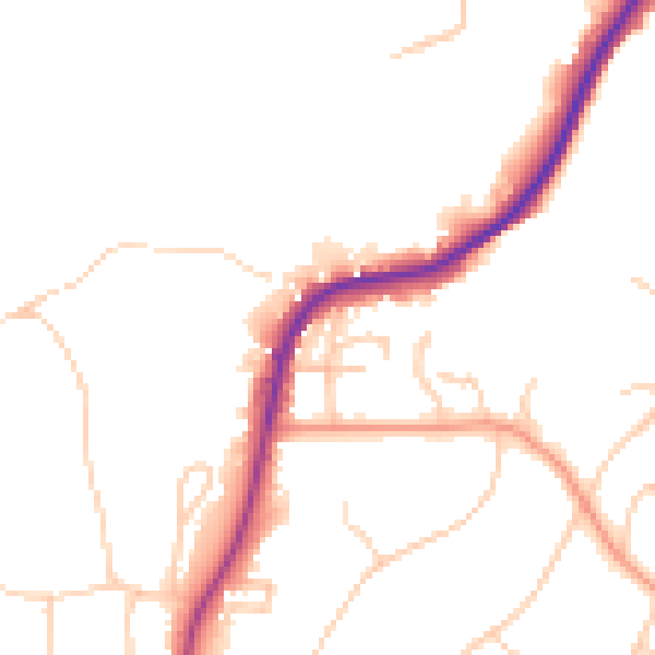 Daytime road noise heatmap for RH2 9NQ