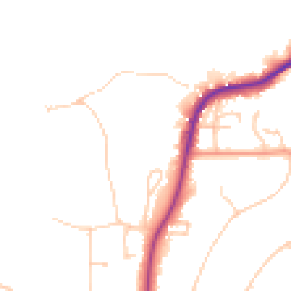 Daytime road noise heatmap for RH2 9PP