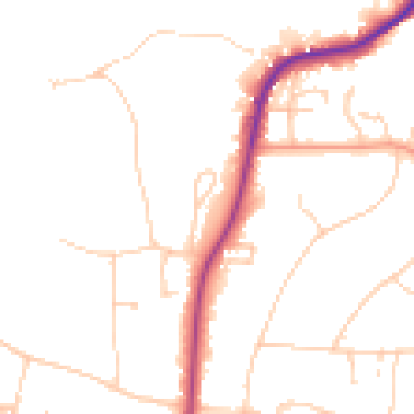 Daytime road noise heatmap for RH2 9PS