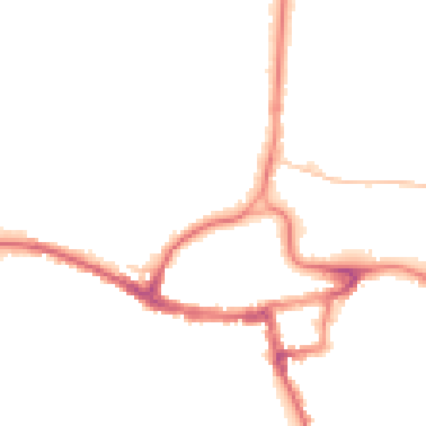 Night-time road noise heatmap for RH2 9PY