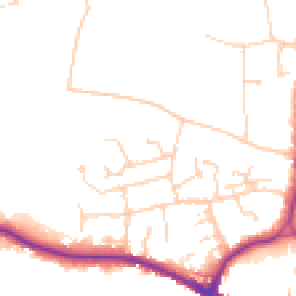 Daytime road noise heatmap for RH2 9RR