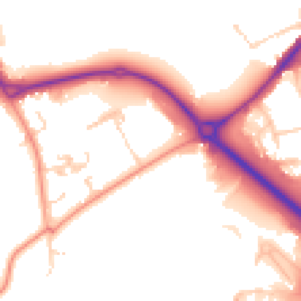 Daytime road noise heatmap for RH6 0AE