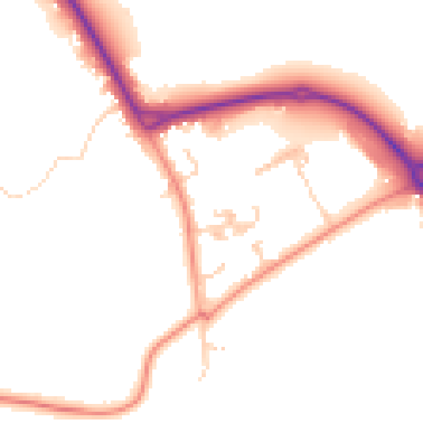 Daytime road noise heatmap for RH6 0AW