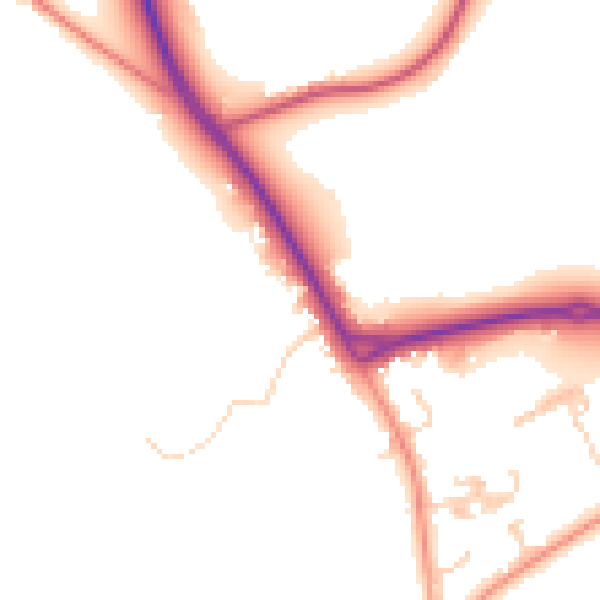 Daytime road noise heatmap for RH6 0AY
