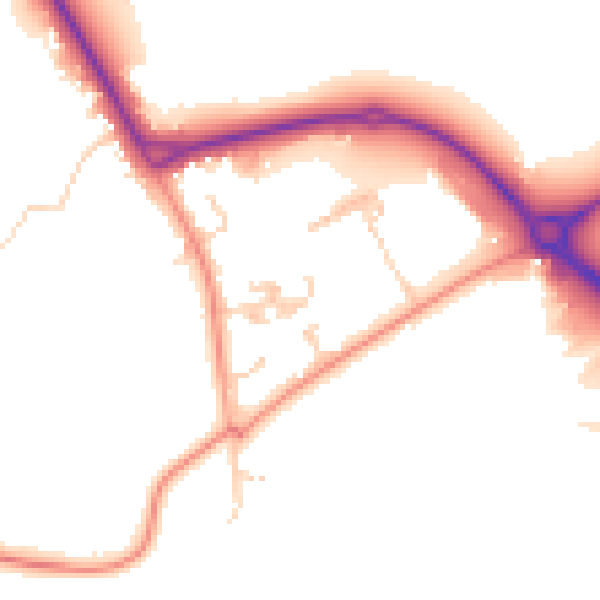 Daytime road noise heatmap for RH6 0AZ