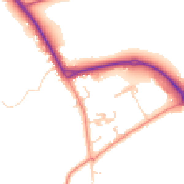 Daytime road noise heatmap for RH6 0BD