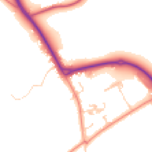 Daytime road noise heatmap for RH6 0GW
