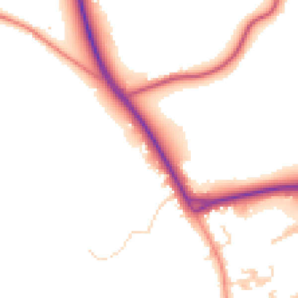 Daytime road noise heatmap for RH6 0HQ