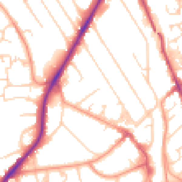 Daytime road noise heatmap for RH6 7AH