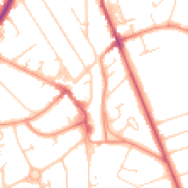 Daytime road noise heatmap for RH6 7AU