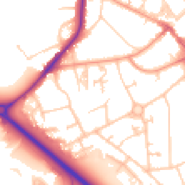 Daytime road noise heatmap for RH6 7DX