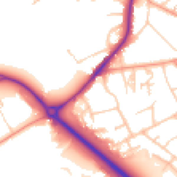 Daytime road noise heatmap for RH6 7EE