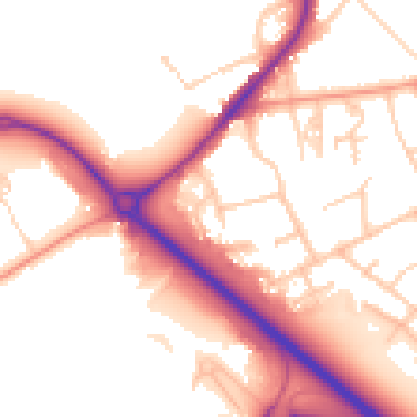 Daytime road noise heatmap for RH6 7EG