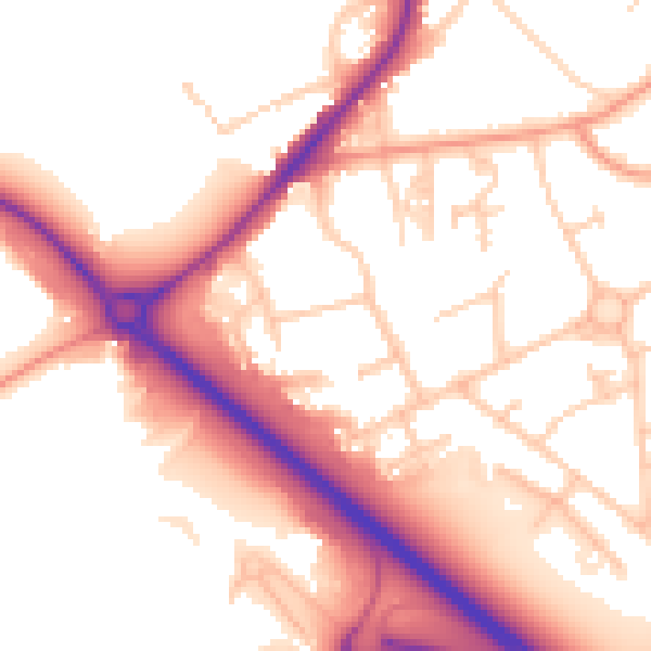 Daytime road noise heatmap for RH6 7EP
