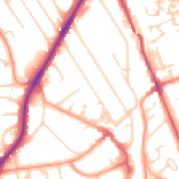 Daytime road noise heatmap for RH6 7HB