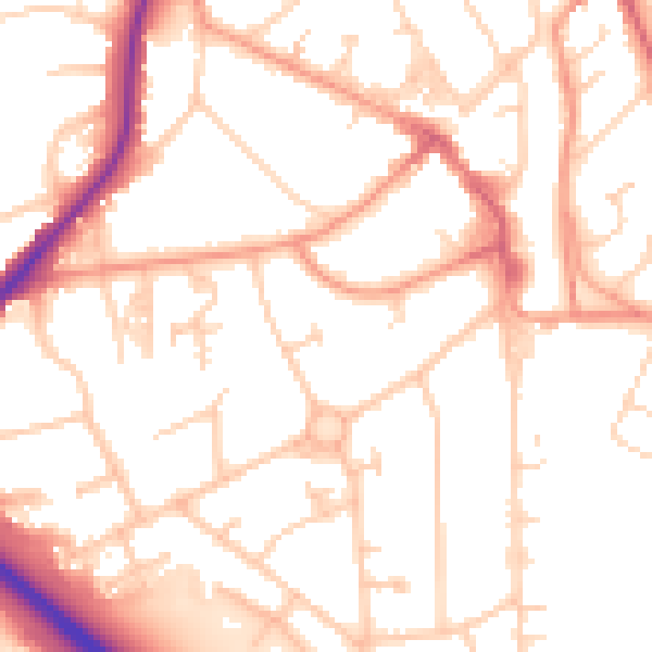 Daytime road noise heatmap for RH6 7HW