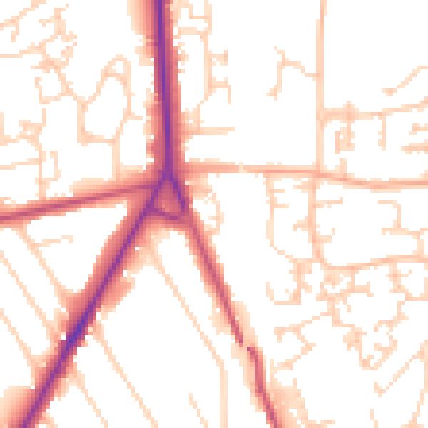 Daytime road noise heatmap for RH6 7JD