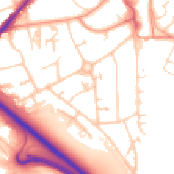 Daytime road noise heatmap for RH6 7LE