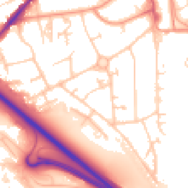 Daytime road noise heatmap for RH6 7LH