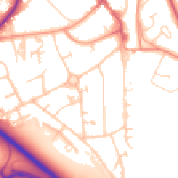 Daytime road noise heatmap for RH6 7LU