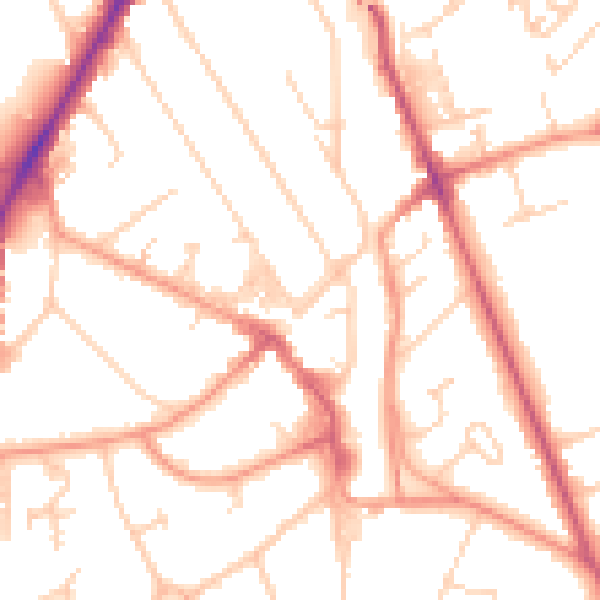 Daytime road noise heatmap for RH6 7NJ