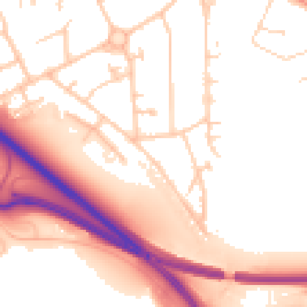 Daytime road noise heatmap for RH6 7NR